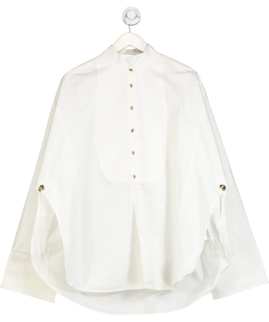 H&M Studio Collection White Statement-button Tuxedo Shirt UK M
