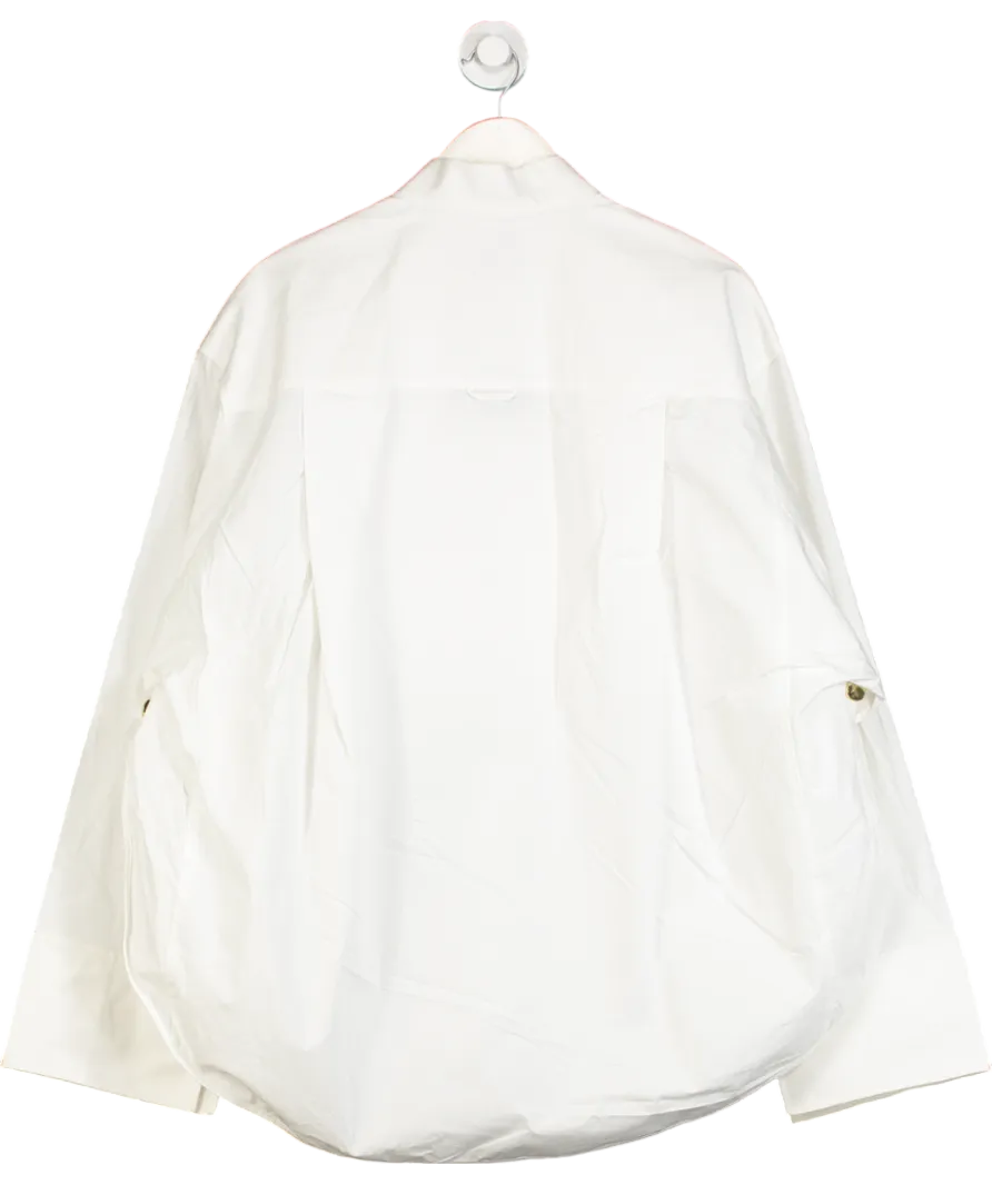H&M Studio Collection White Statement-button Tuxedo Shirt UK M