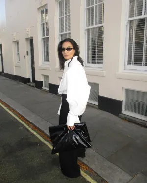 H&M Studio Collection White Statement-button Tuxedo Shirt UK M