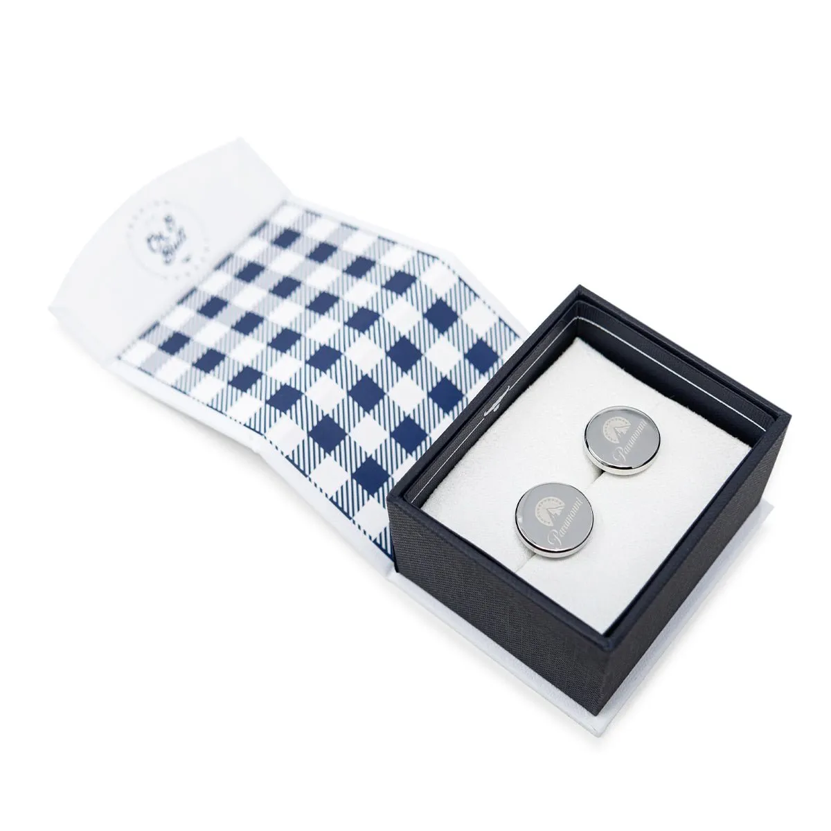 Paramount Logo Engraved Stainless Steel Cufflinks