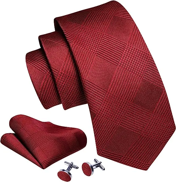 Red and Black Silk Necktie Set-LBW1356
