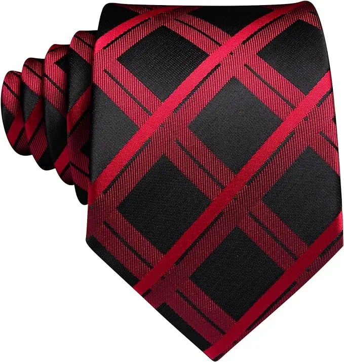 Red and Black Silk Necktie Set-LBW1450
